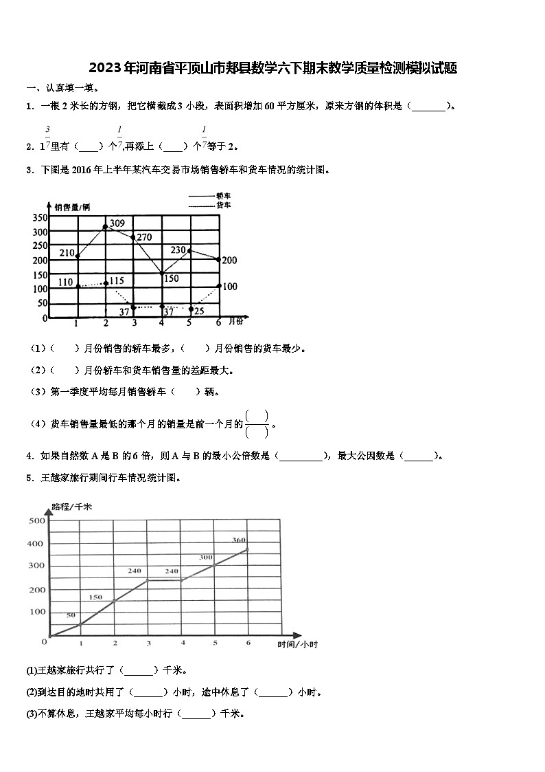 2023年河南省平顶山市郏县数学六下期末教学质量检测模拟试题含解析第1页