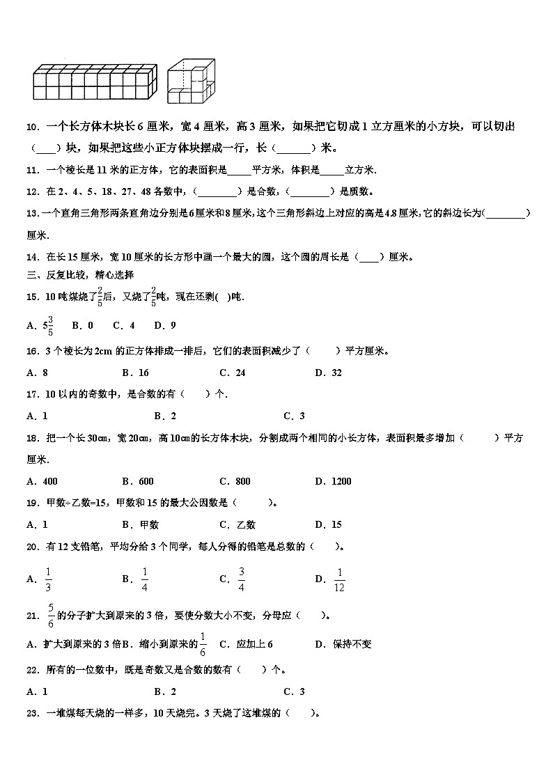2023年泰来县六年级数学第二学期期末检测模拟试题含解析第2页
