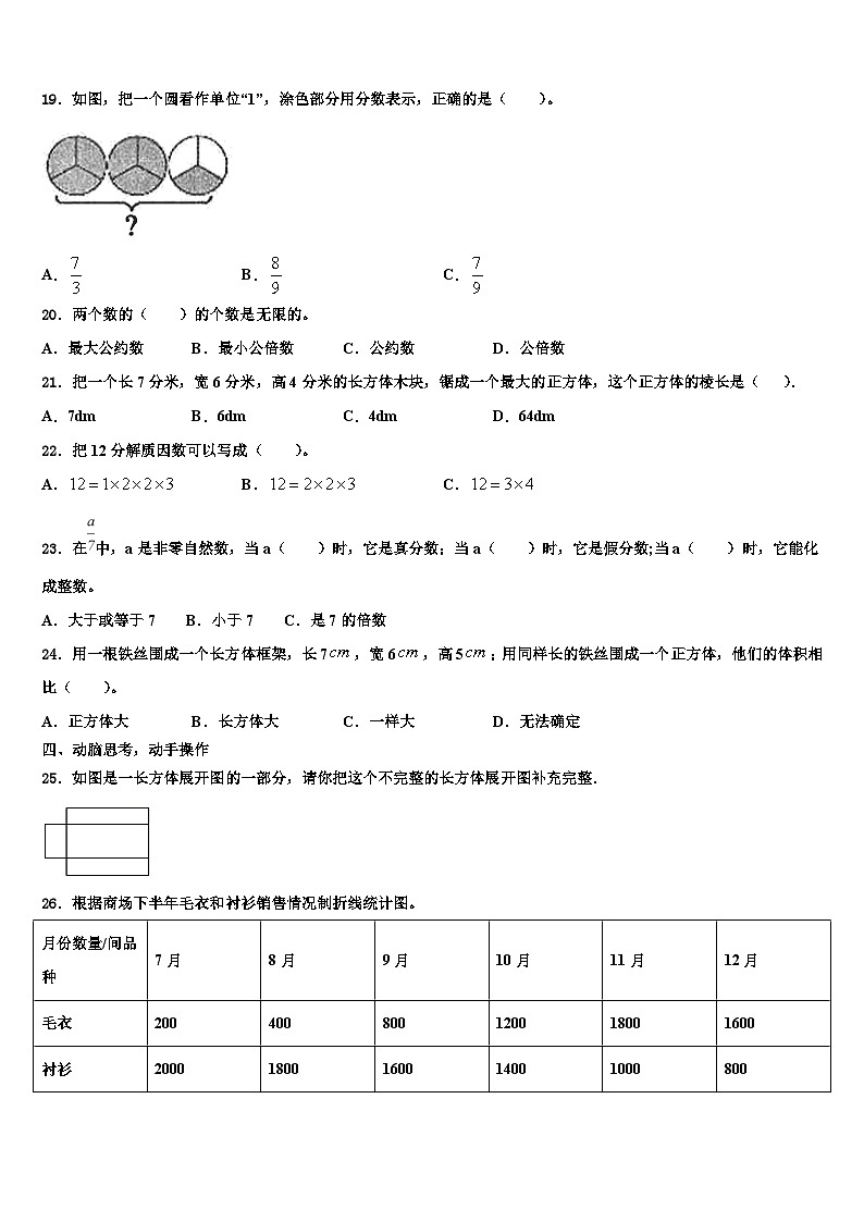 2023年浙江省淮南市数学六年级第二学期期末复习检测试题含解析03
