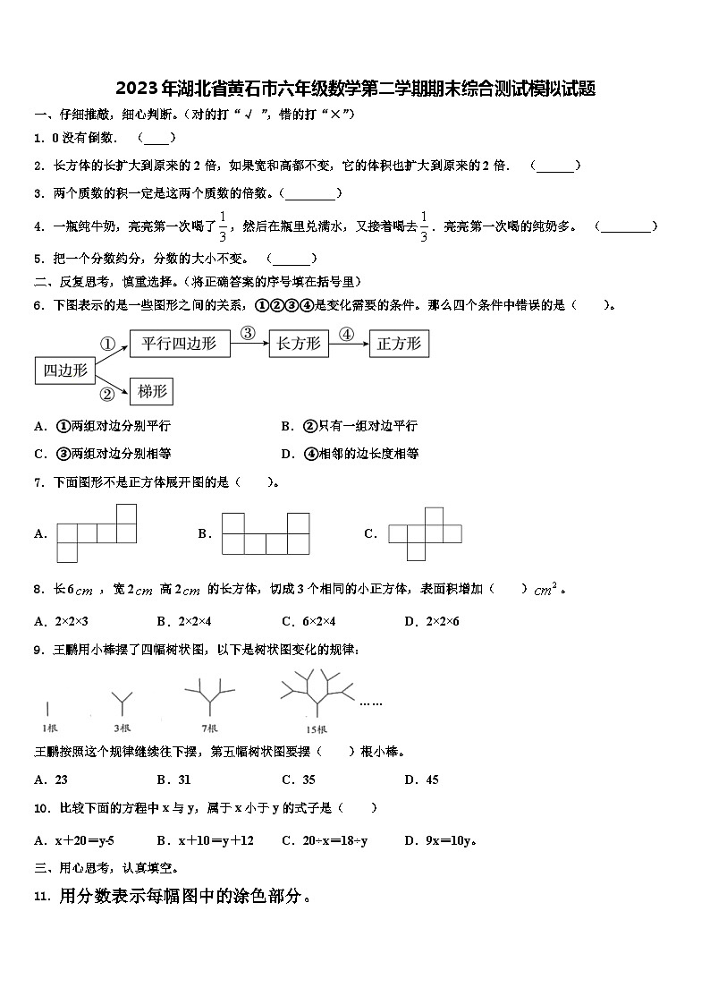 2023年湖北省黄石市六年级数学第二学期期末综合测试模拟试题含解析01