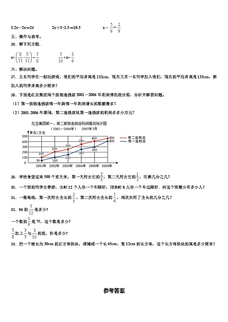 2023年益阳市安化县六年级数学第二学期期末经典模拟试题含解析第3页