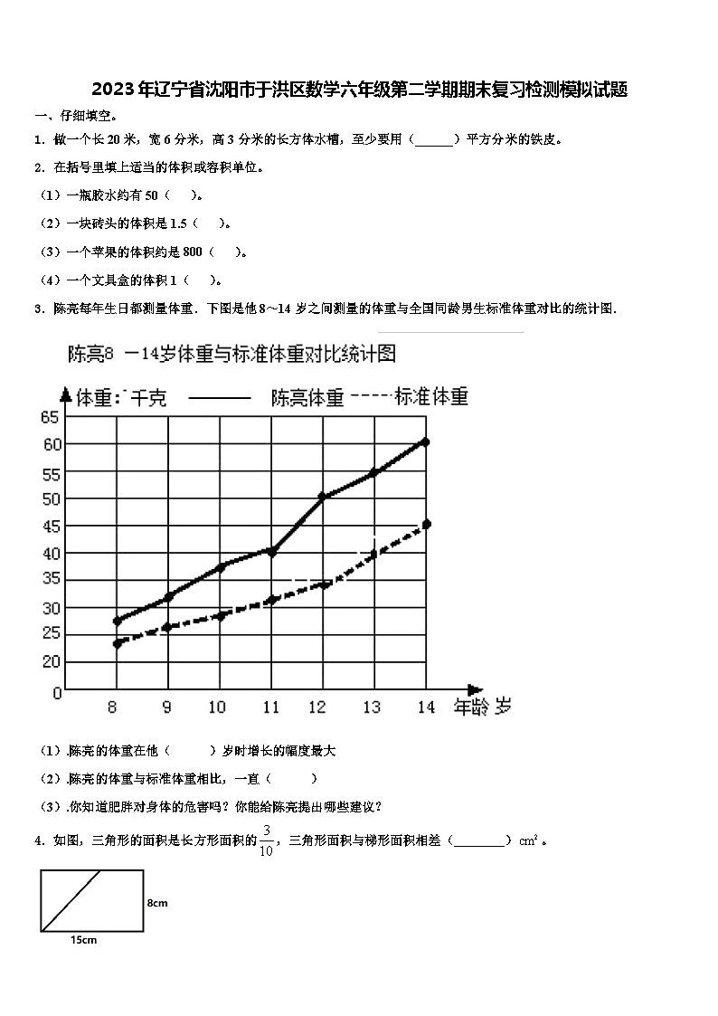 2023年辽宁省沈阳市于洪区数学六年级第二学期期末复习检测模拟试题含解析01