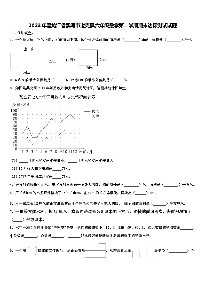 2023年黑龙江省黑河市逊克县六年级数学第二学期期末达标测试试题含解析第1页