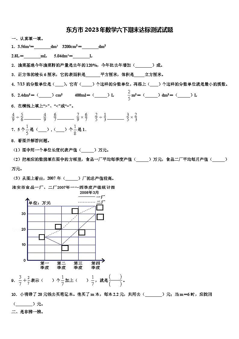 东方市2023年数学六下期末达标测试试题含解析01
