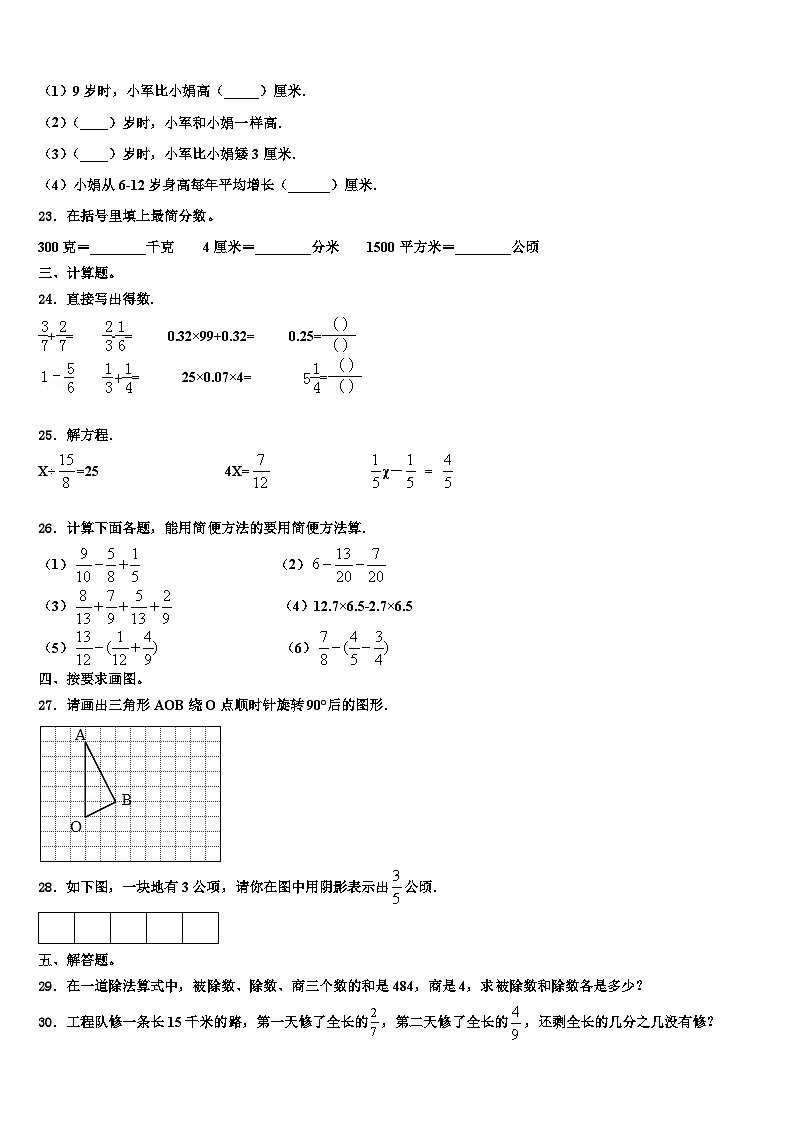2023年江西省宜春市铜鼓县数学六年级第二学期期末学业水平测试模拟试题含解析第3页