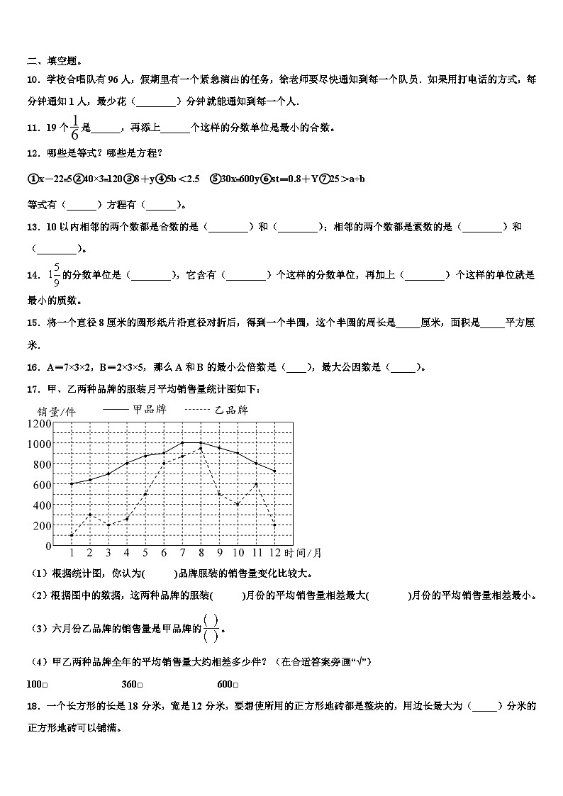 2023年长治县六年级数学第二学期期末学业水平测试模拟试题含解析02
