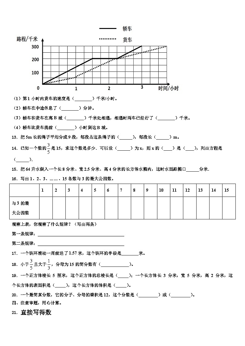 临洮县2022-2023学年数学六年级第二学期期末学业水平测试模拟试题含解析第2页