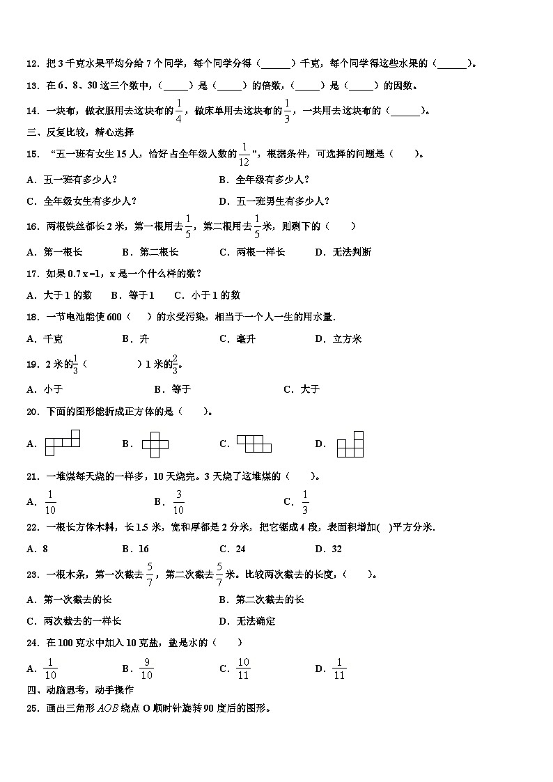 吉林省长春市九台区2023年六年级数学第二学期期末学业质量监测模拟试题含解析第2页