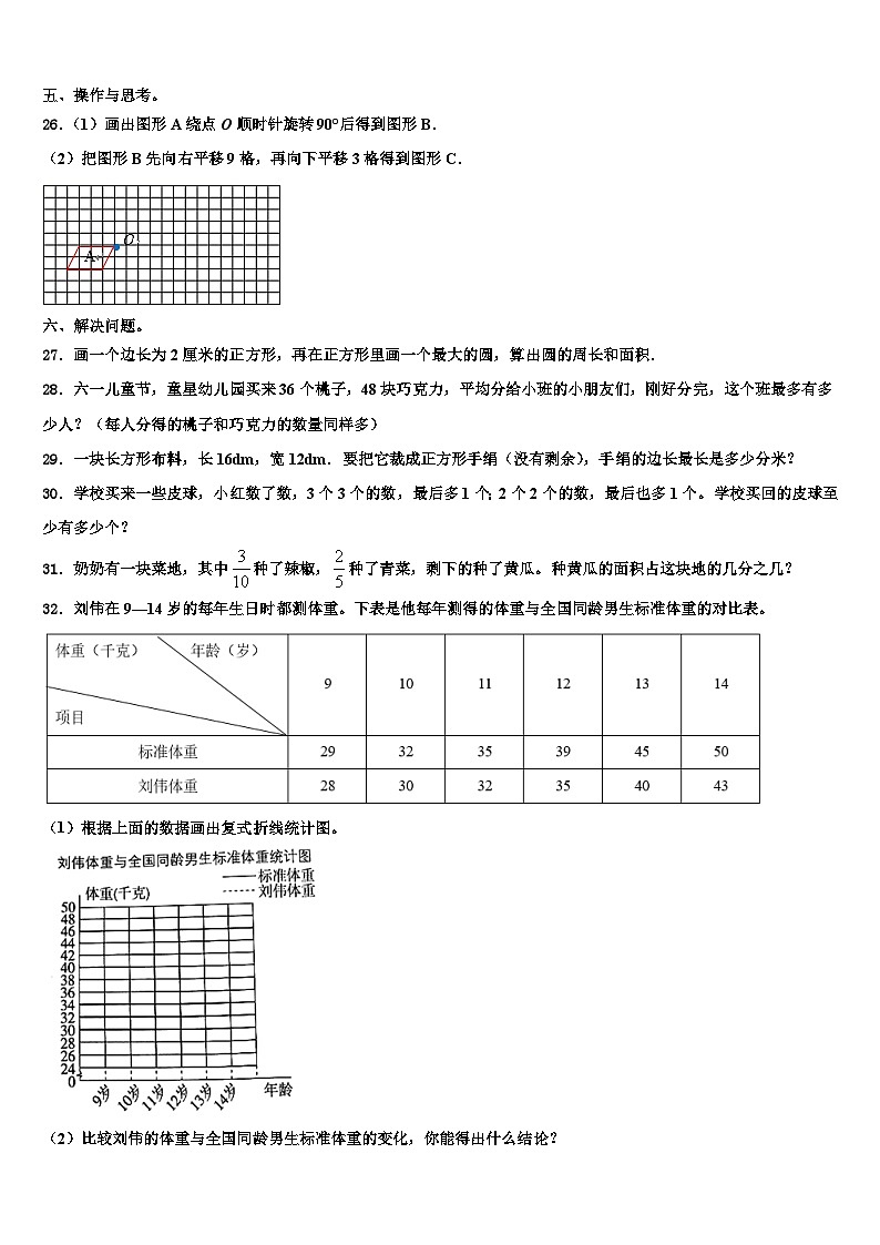 山东省高密市2023年数学六下期末学业质量监测试题含解析第3页