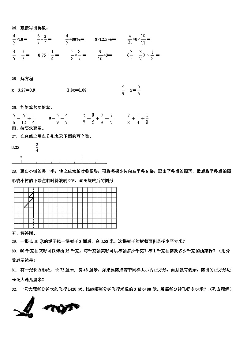 四川省广元市旺苍县2023年六年级数学第二学期期末统考模拟试题含解析第3页