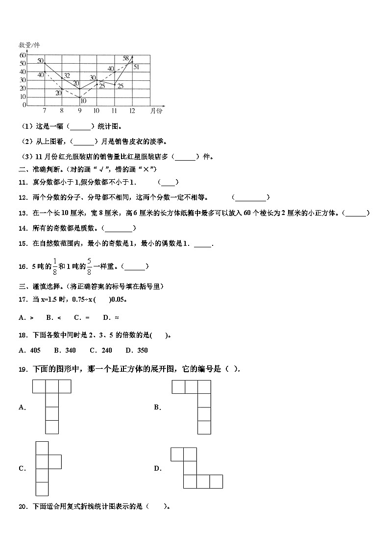 大化瑶族自治县2022-2023学年数学六年级第二学期期末检测模拟试题含解析02