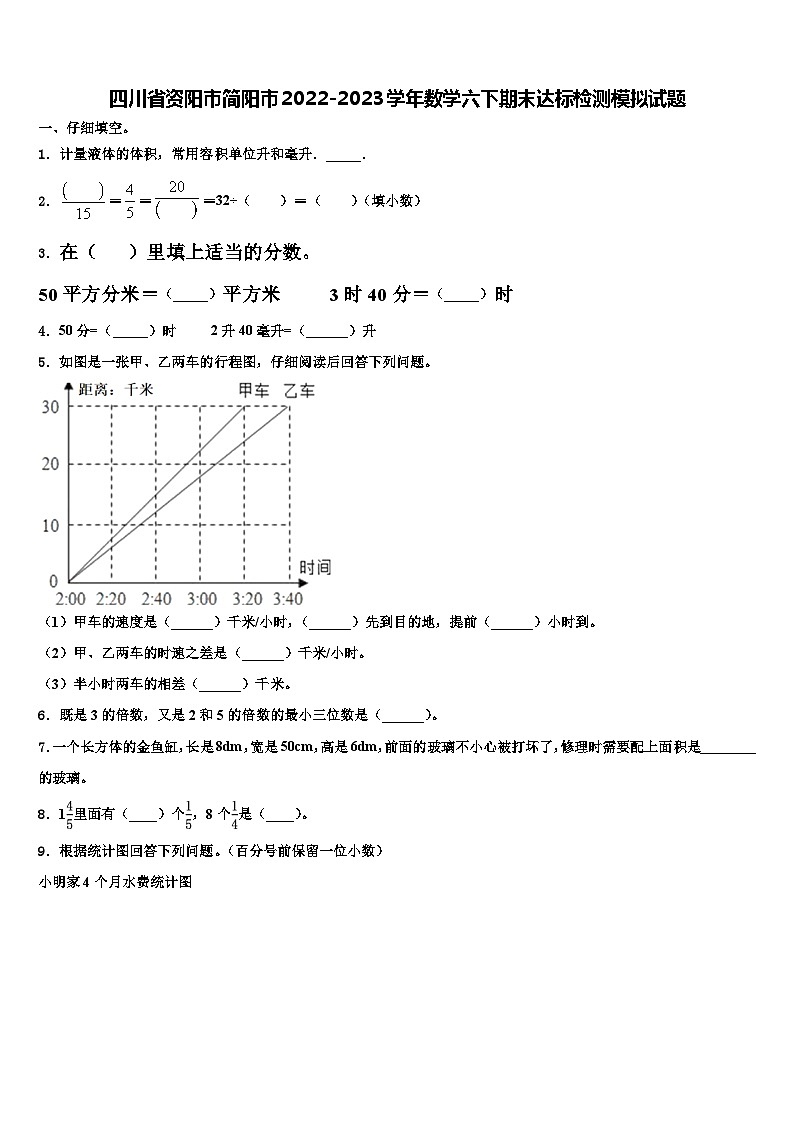 四川省资阳市简阳市2022-2023学年数学六下期末达标检测模拟试题含解析01