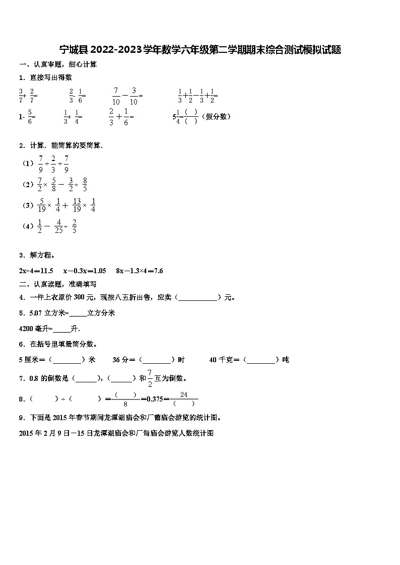宁城县2022-2023学年数学六年级第二学期期末综合测试模拟试题含解析第1页