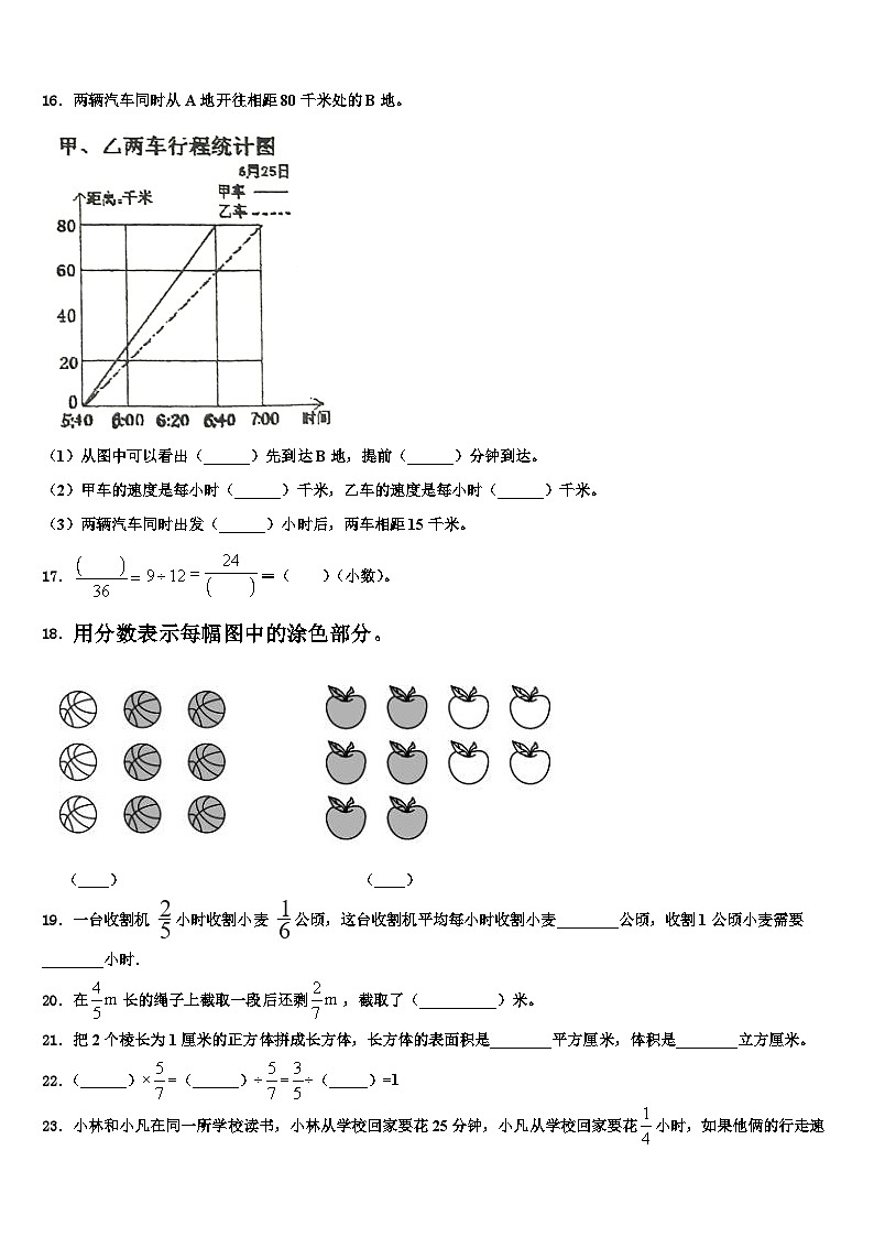 山南地区琼结县2022-2023学年六年级数学第二学期期末监测试题含解析02
