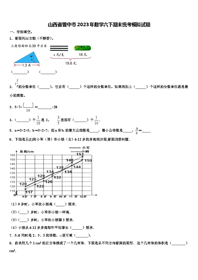 山西省晋中市2023年数学六下期末统考模拟试题含解析第1页