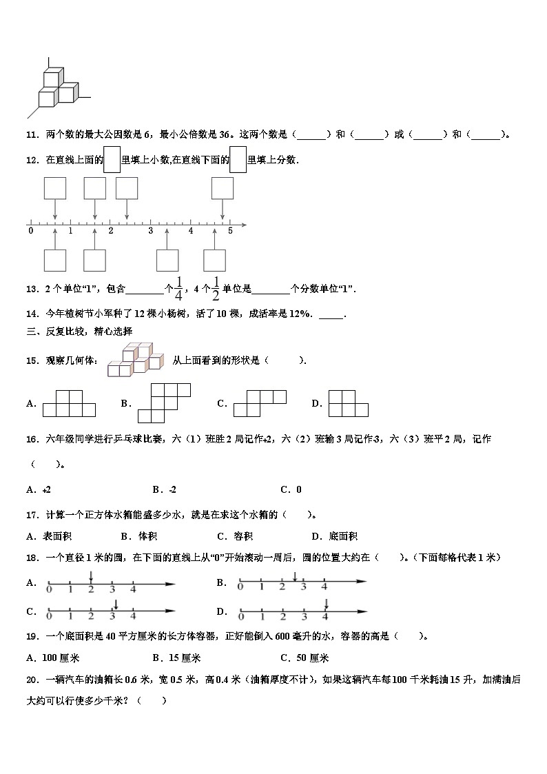 吉林省松原市小学2023年数学六年级第二学期期末学业水平测试试题含解析02