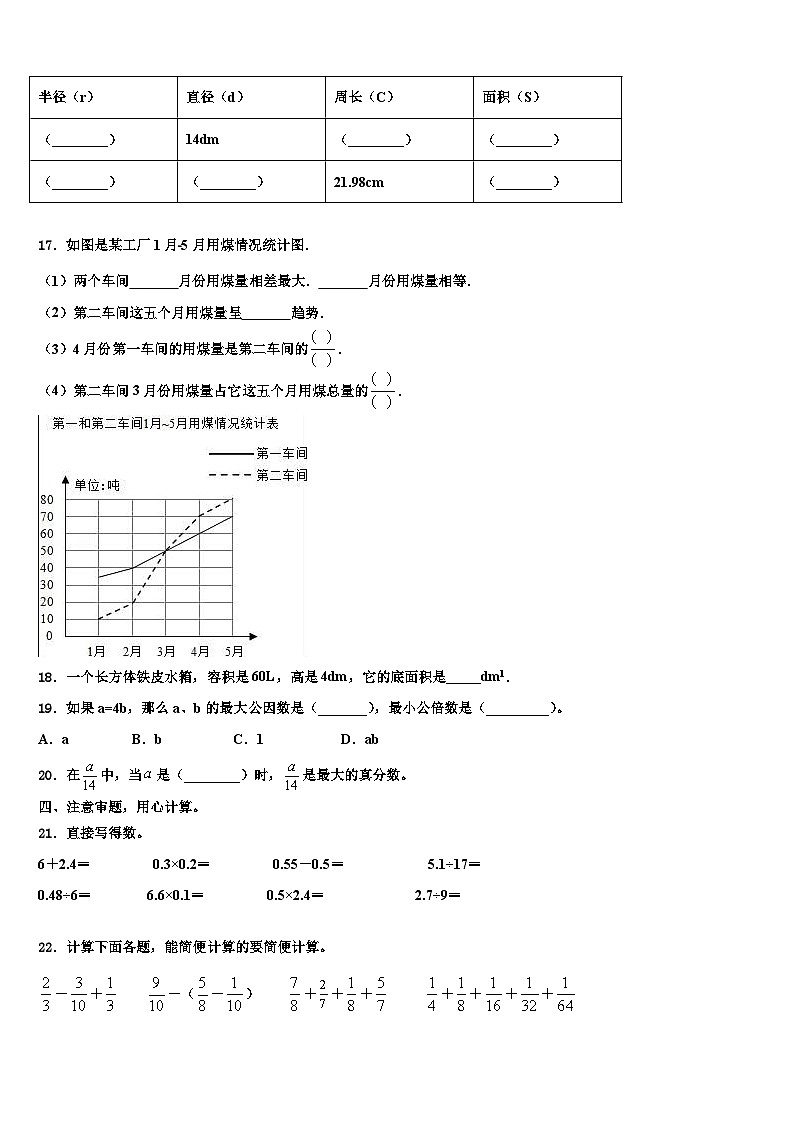 常德市临澧县2022-2023学年六年级数学第二学期期末质量检测模拟试题含解析02