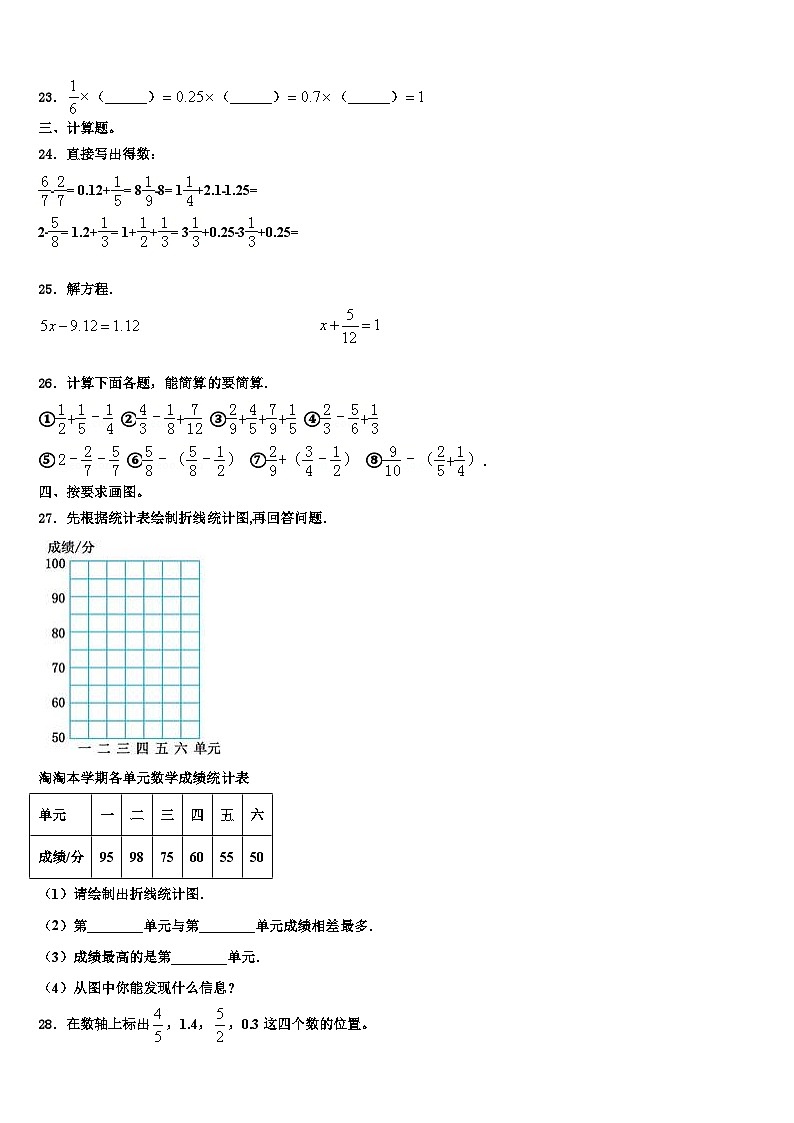 广西崇左市天等县2022-2023学年六年级数学第二学期期末质量检测试题含解析第3页