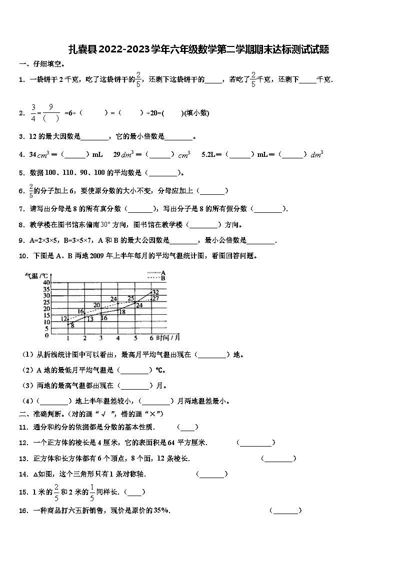 扎囊县2022-2023学年六年级数学第二学期期末达标测试试题含解析第1页