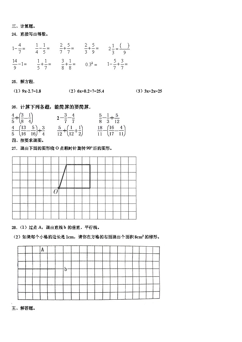 文山壮族苗族自治州丘北县2022-2023学年六年级数学第二学期期末经典模拟试题含解析第3页