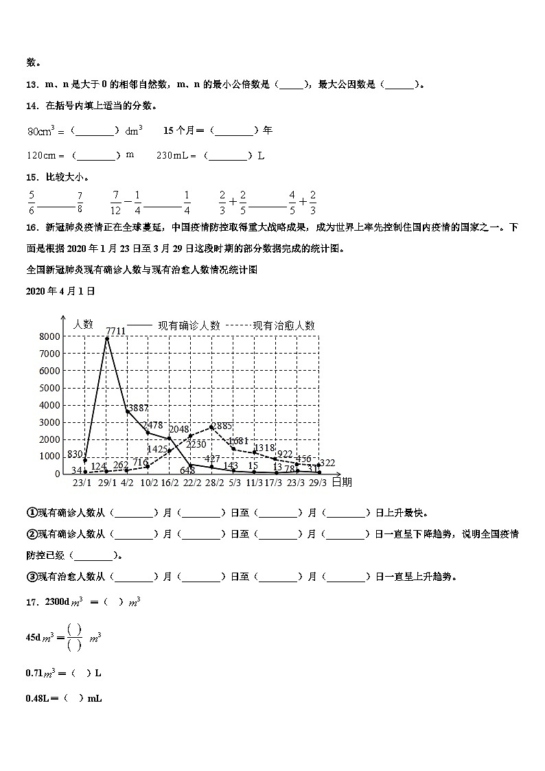 昌吉回族自治州2022-2023学年数学六年级第二学期期末达标检测模拟试题含解析02
