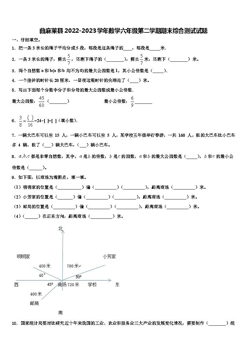 曲麻莱县2022-2023学年数学六年级第二学期期末综合测试试题含解析01