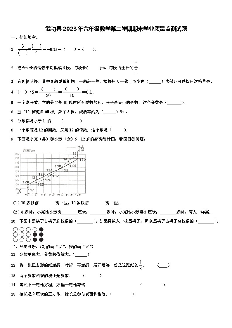 武功县2023年六年级数学第二学期期末学业质量监测试题含解析第1页