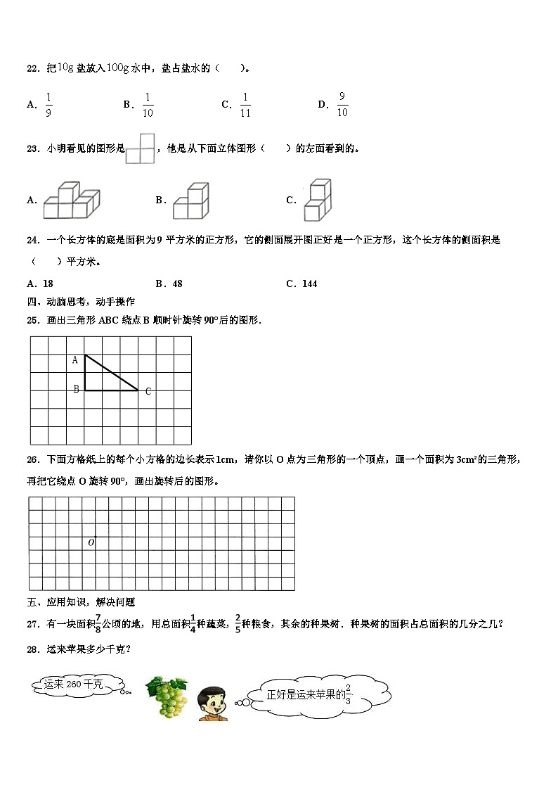 河北省廊坊市固安县第六中学2023年数学六年级第二学期期末达标检测模拟试题含解析第3页