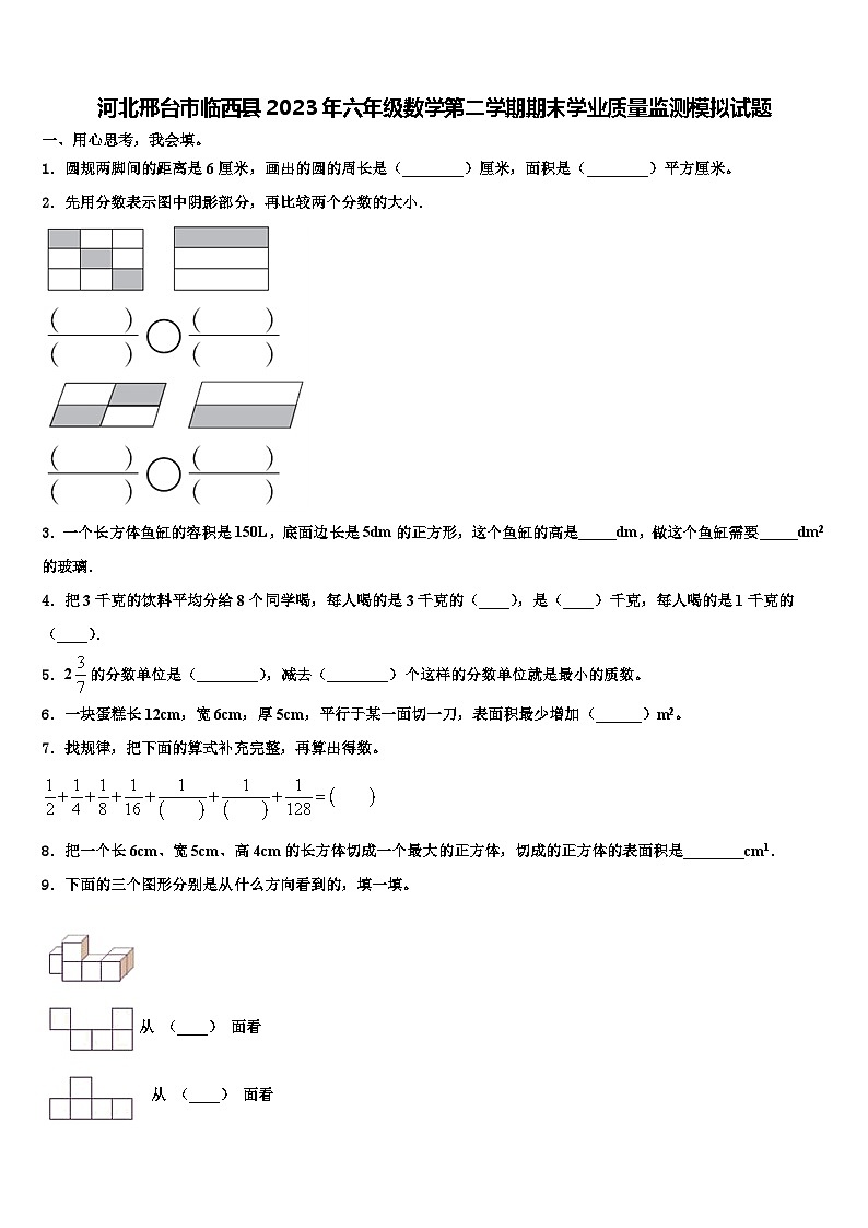 河北邢台市临西县2023年六年级数学第二学期期末学业质量监测模拟试题含解析01