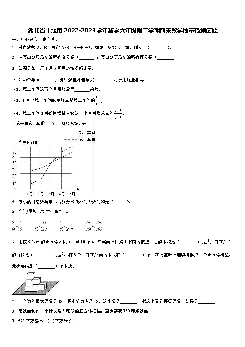湖北省十堰市2022-2023学年数学六年级第二学期期末教学质量检测试题含解析第1页