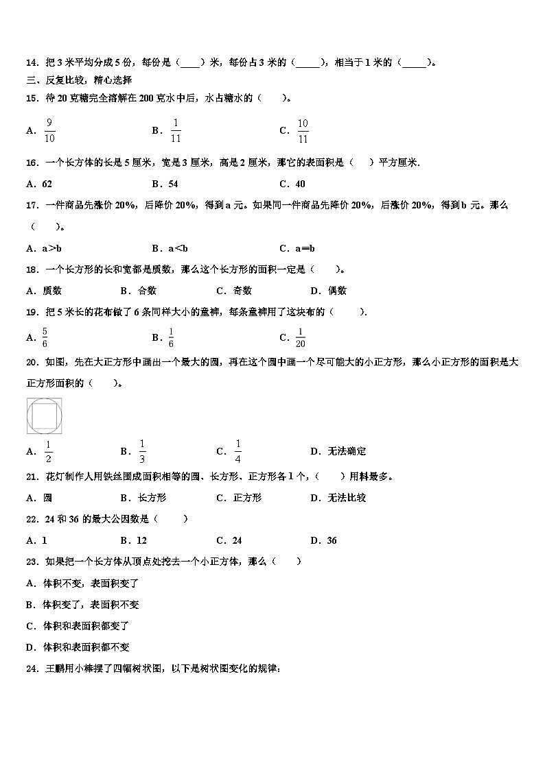 百色市凌云县2022-2023学年数学六年级第二学期期末达标测试试题含解析02