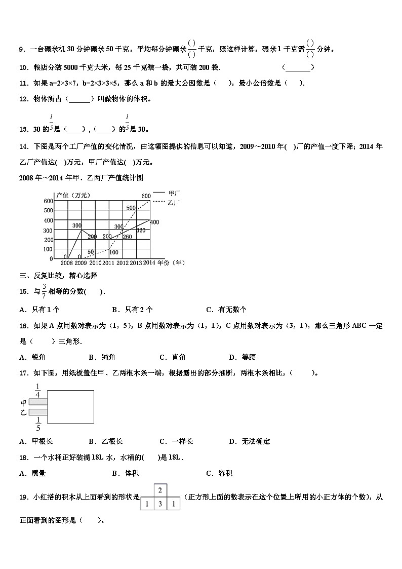 湖北省荆州市石首市2023年数学六年级第二学期期末复习检测试题含解析02