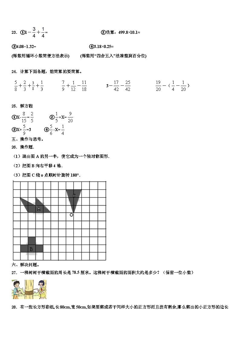 澄城县2023年六年级数学第二学期期末统考模拟试题含解析03
