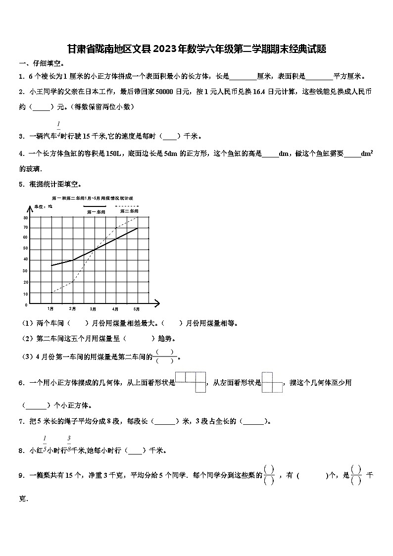 甘肃省陇南地区文县2023年数学六年级第二学期期末经典试题含解析第1页