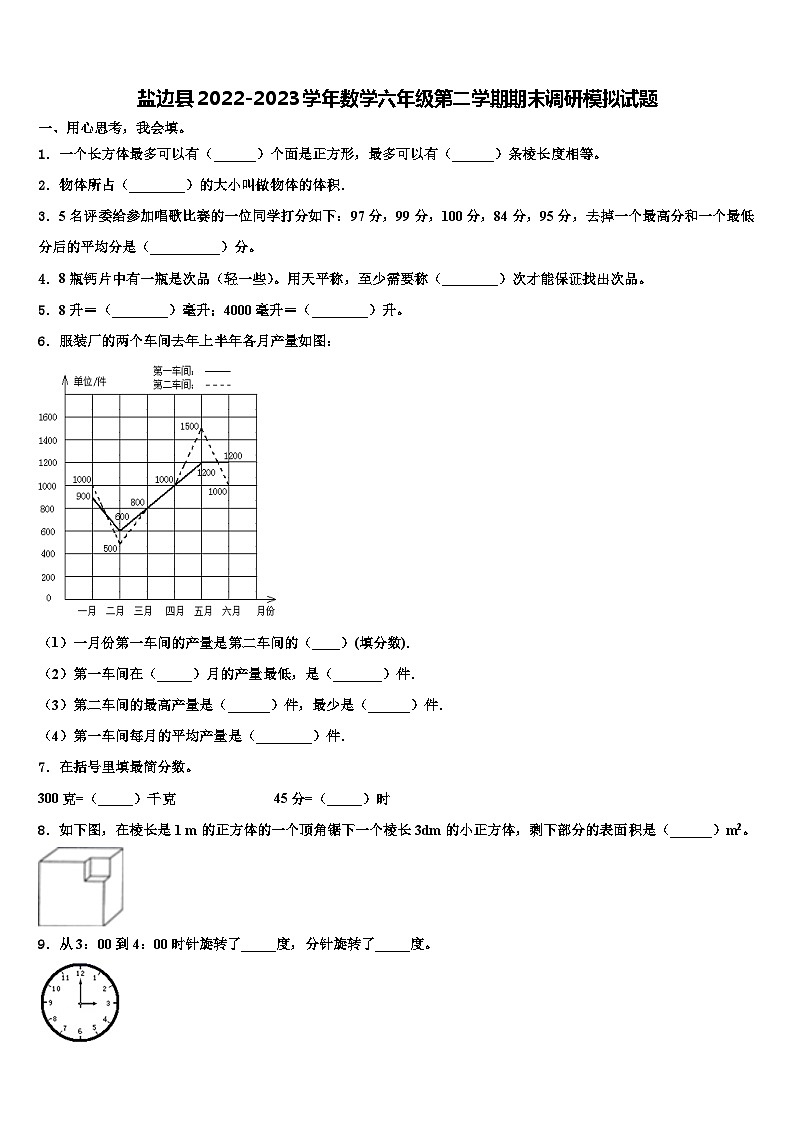 盐边县2022-2023学年数学六年级第二学期期末调研模拟试题含解析01