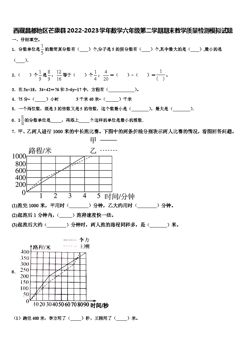 西藏昌都地区芒康县2022-2023学年数学六年级第二学期期末教学质量检测模拟试题含解析01