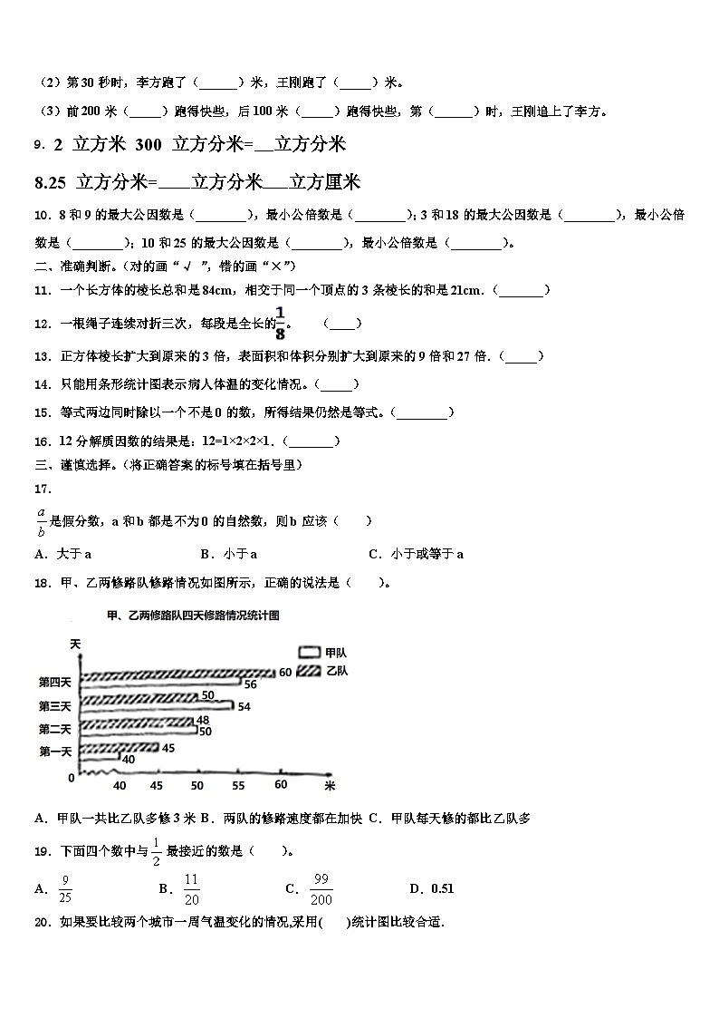 西藏昌都地区芒康县2022-2023学年数学六年级第二学期期末教学质量检测模拟试题含解析02