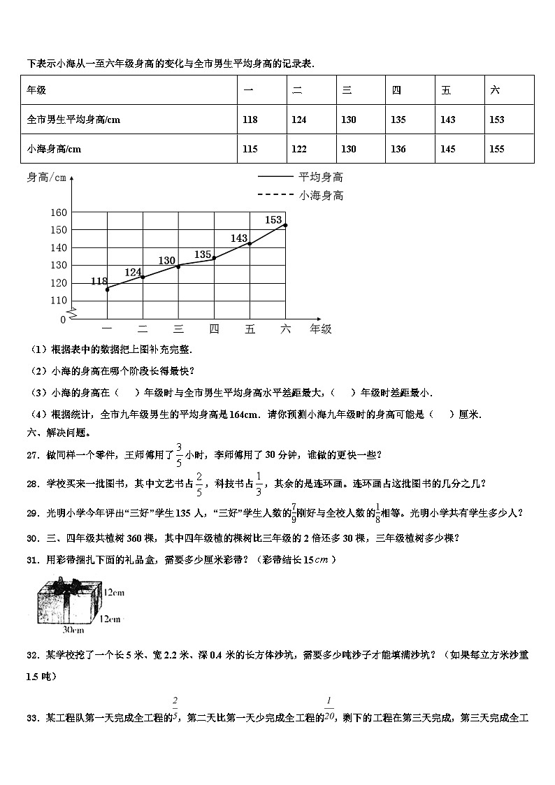 资溪县2022-2023学年数学六年级第二学期期末学业质量监测模拟试题含解析03