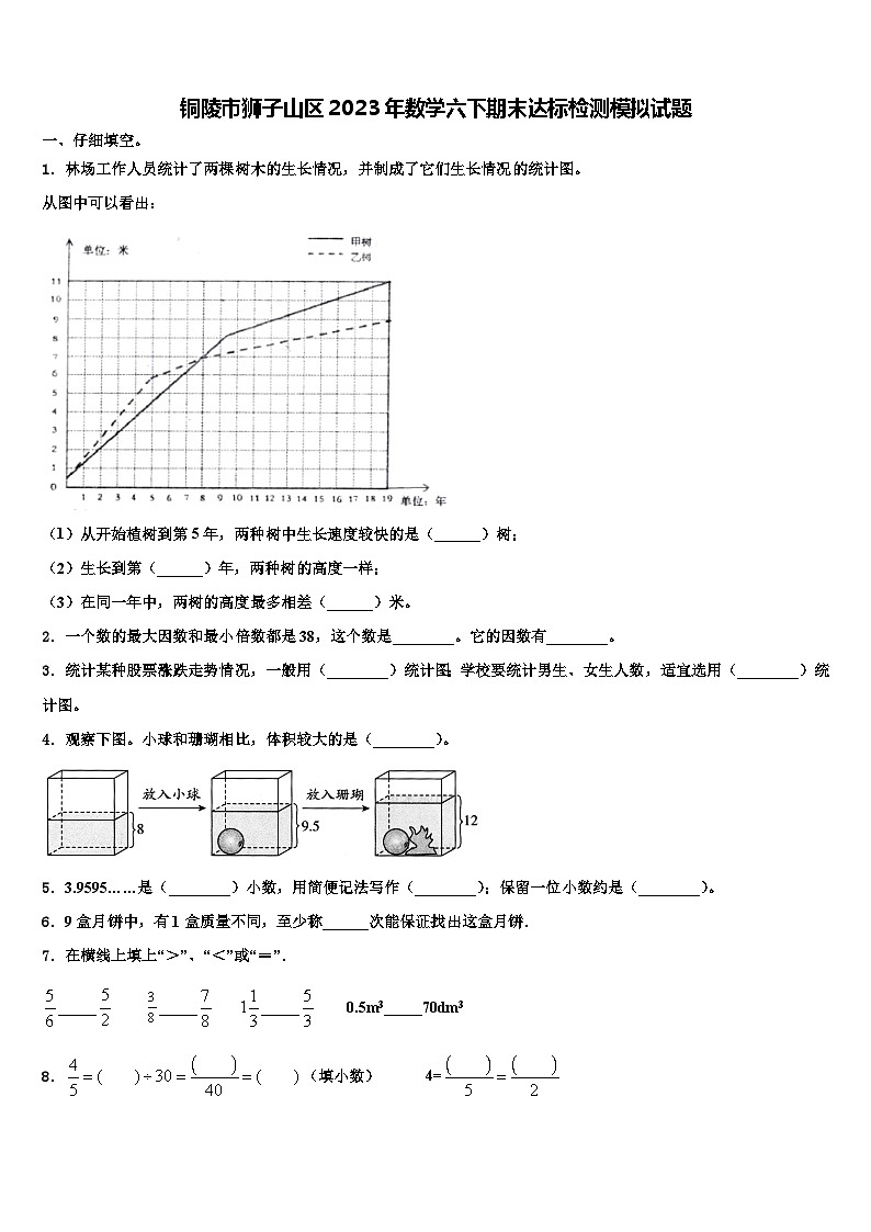 铜陵市狮子山区2023年数学六下期末达标检测模拟试题含解析第1页