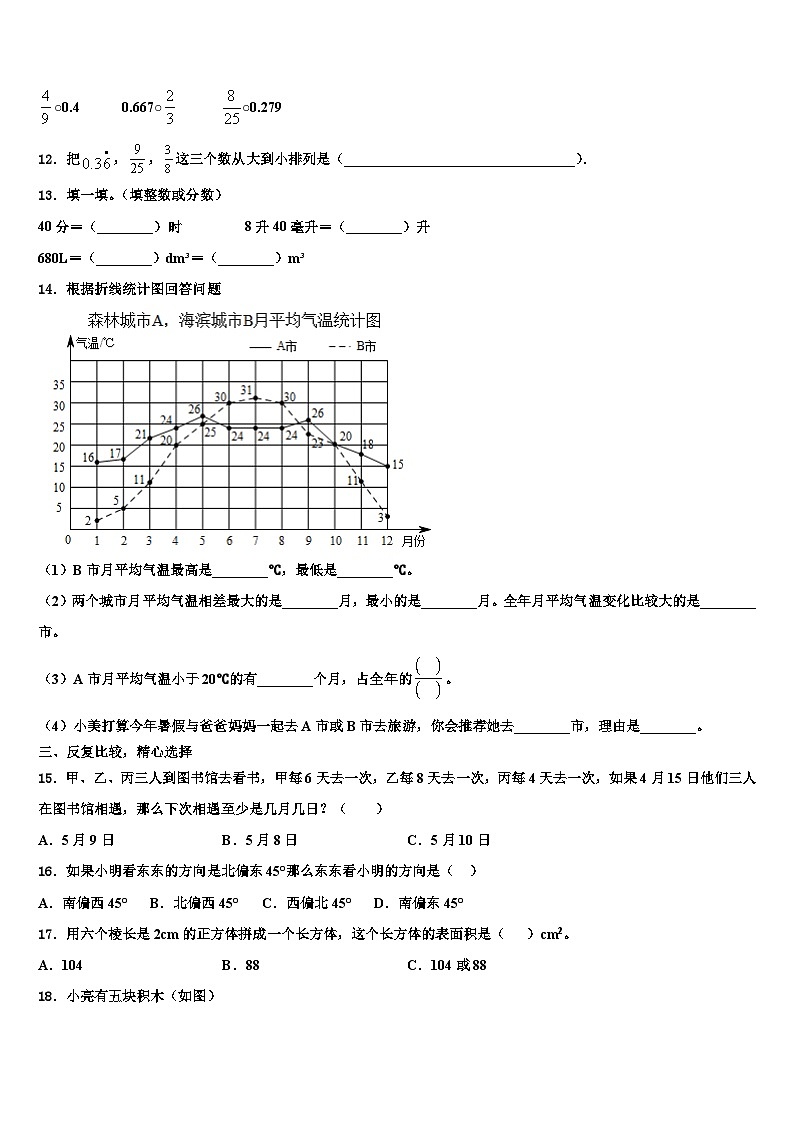 门头沟区石景山区2023年数学六下期末经典模拟试题含解析02
