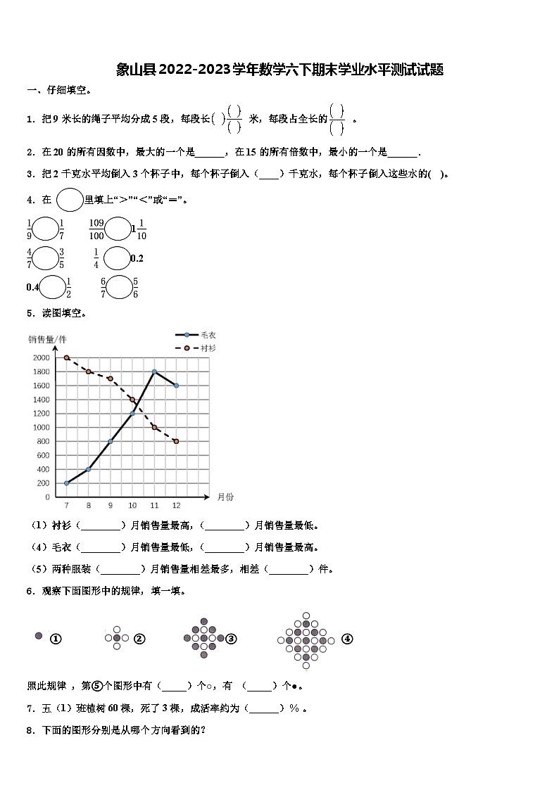象山县2022-2023学年数学六下期末学业水平测试试题含解析01
