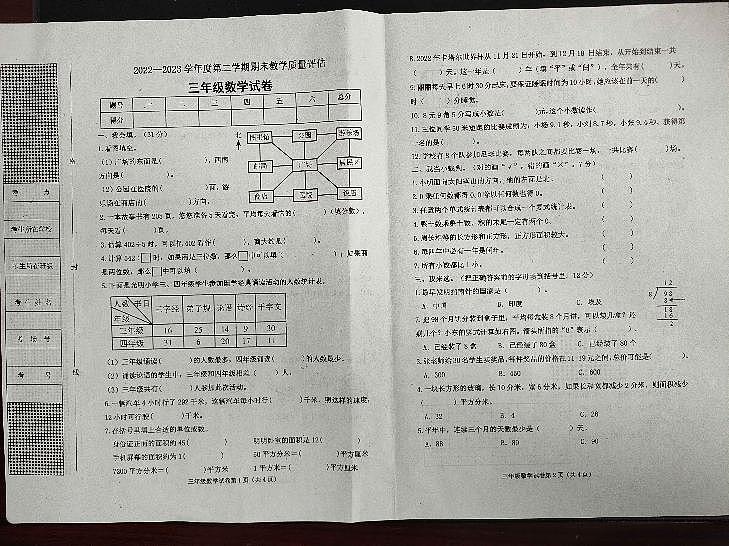 河北省沧州市青县2022-2023学年三年级下学期期末考试数学试题01