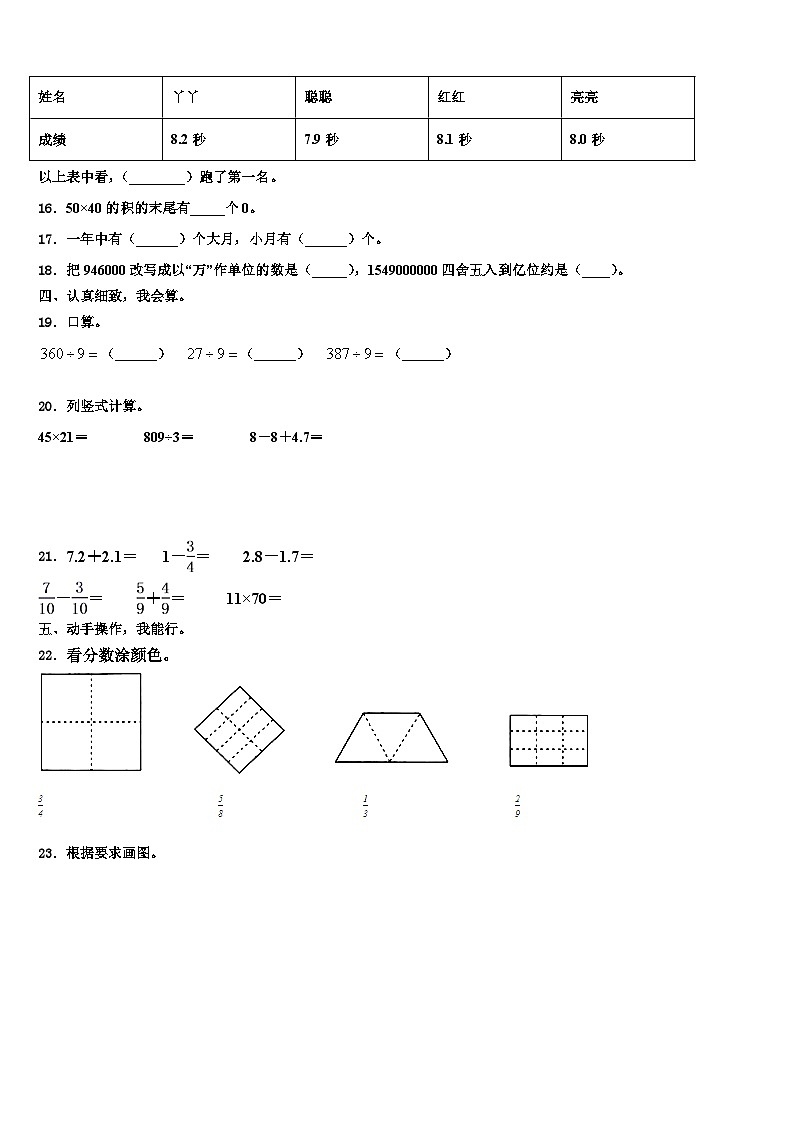 2022-2023学年朝阳市喀喇沁左翼蒙古族自治县三下数学期末教学质量检测模拟试题含解析第2页