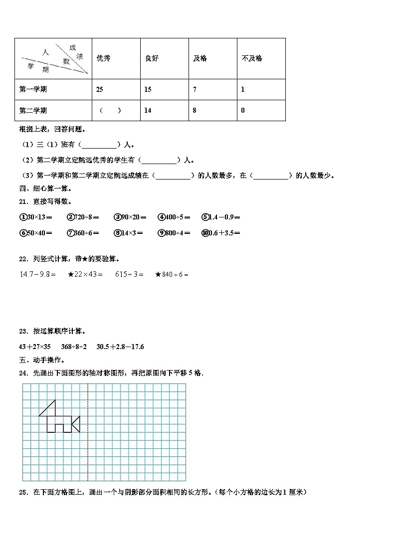 2023届赤壁市三年级数学第二学期期末学业质量监测试题含解析第3页
