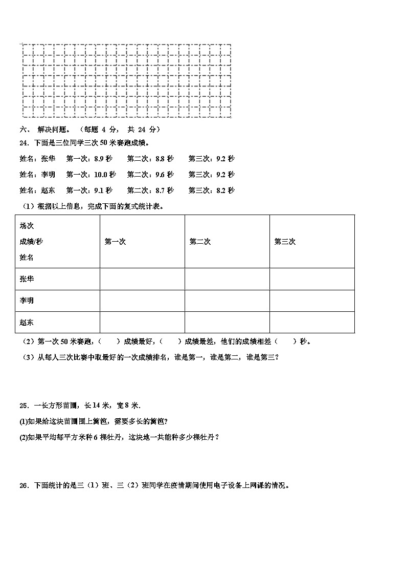 五家渠市2023年三下数学期末综合测试试题含解析03