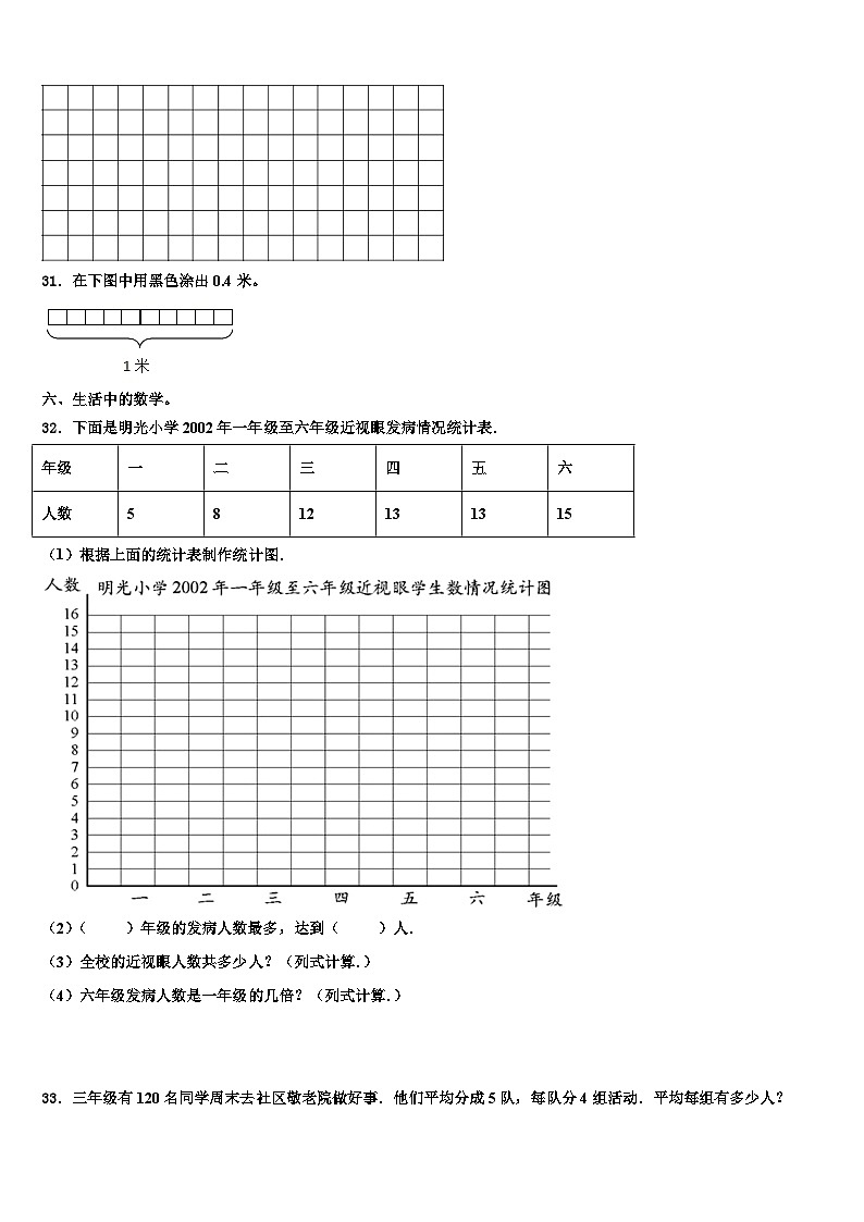 合肥市长丰县2023年数学三下期末质量跟踪监视模拟试题含解析03