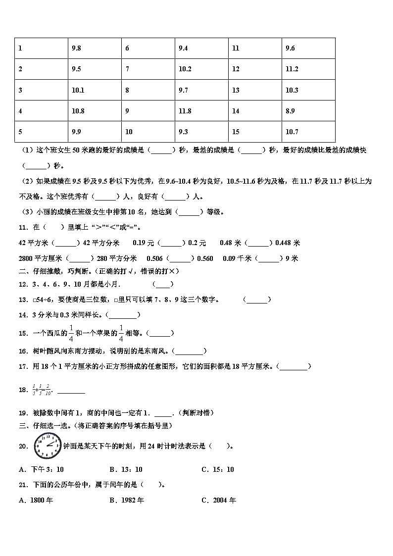 四川省南充市蓬安县2023年三下数学期末经典模拟试题含解析02