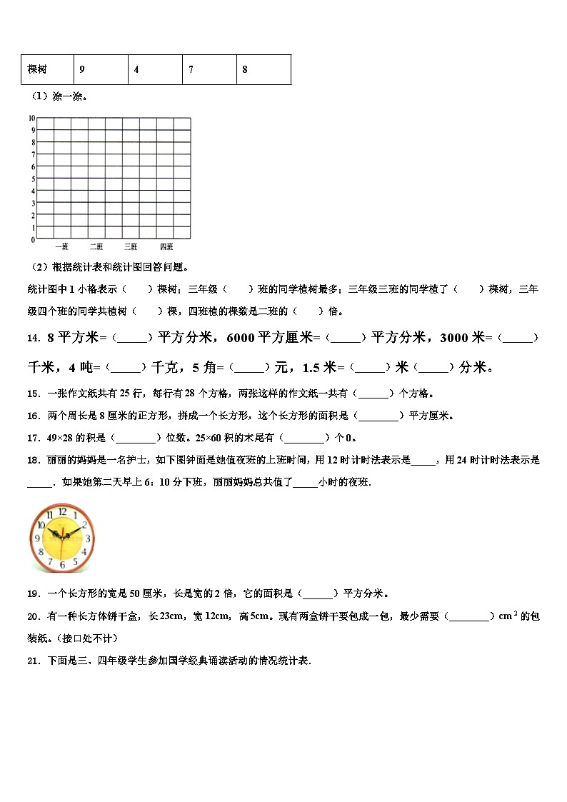 安庆市迎江区2023年数学三下期末综合测试模拟试题含解析02