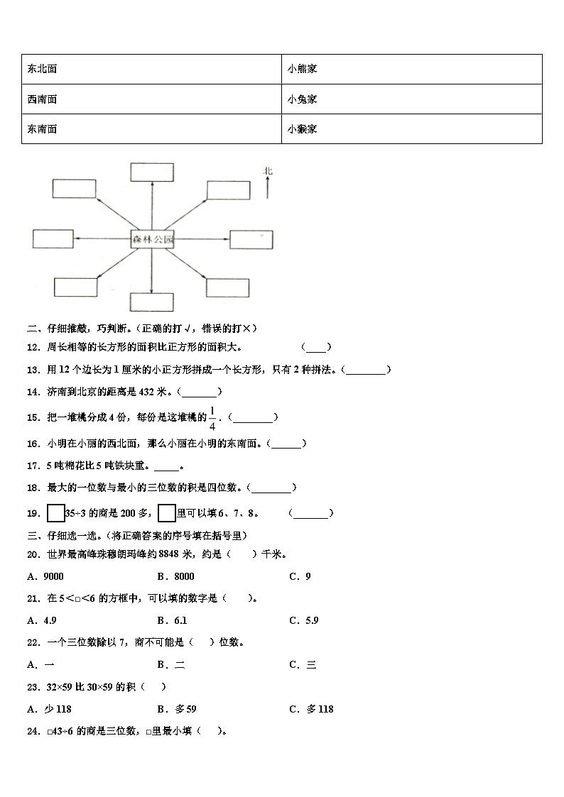 安徽省铜陵市铜官山区2023届三年级数学第二学期期末达标检测模拟试题含解析02