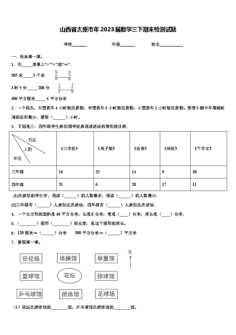 山西省太原市年2023届数学三下期末检测试题含解析第1页